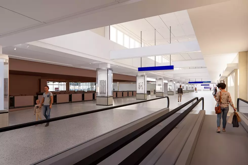 Concourse G expansion rendering featuing expanded walkway and more art display cases. (Metropolitan Airports Commission)